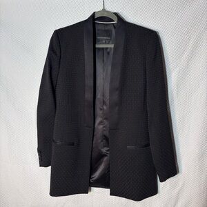 Banana Republic Sz 0 Textured Tuxedo Style Blazer Light Shoulder Pads Open front